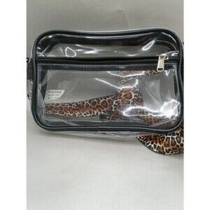 Maytree stadium-approved clear crossbody bag with a removable leopard print